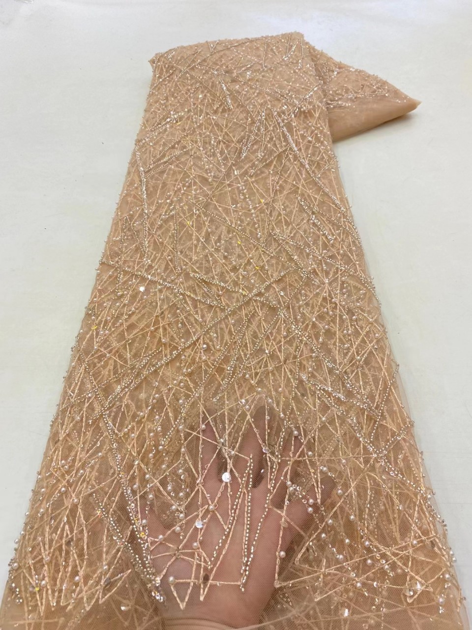 Vestido DE BODA francés tubo de cuentas bordado de tela desordenada rayas burbuja cuentas lentejuelas encaje boda banquete vestido tela JX3079