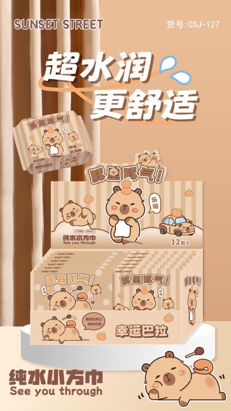 サンリオウェットティッシュクレヨンしんちゃんウェットティッシュブルー KT 猫チェック柄純水小さな正方形のタオルポータブルウェットティッシュ卸売|undefined