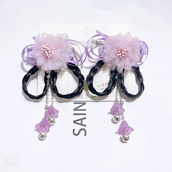 Hair band, purple small bell, flowered