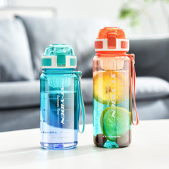 Colorful Gradient Plastic Cup for Girls: Stylish, Portable Outdoor Straw Bottle Perfect for Fitness & Sports
