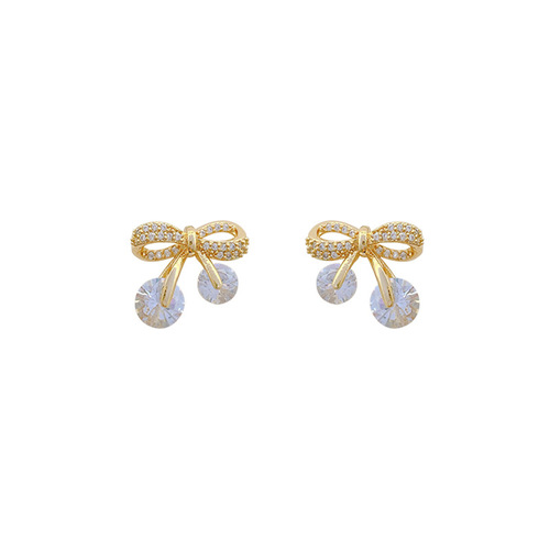 S925 Silver Needle Zircon Pearl Earrings High Fashion Bow Retro Earrings Design Earrings Korean Earrings