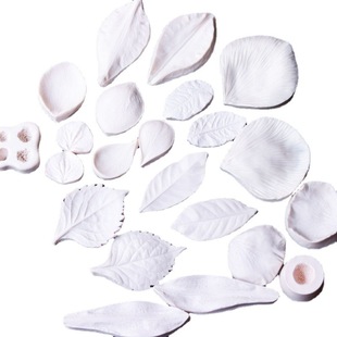 Clay Petal Mold Fondant Rose Tulip Leaf Sugar Flower Silicone Double Clip Mold Stereo Pattern Mold Variety