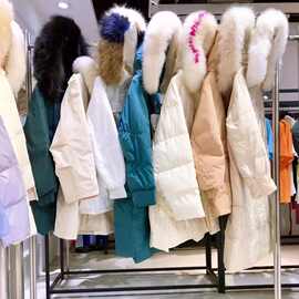 巴宝茵全毛领羽绒服冬时尚收腰保暖白鸭绒羽绒外套品牌折扣女装
