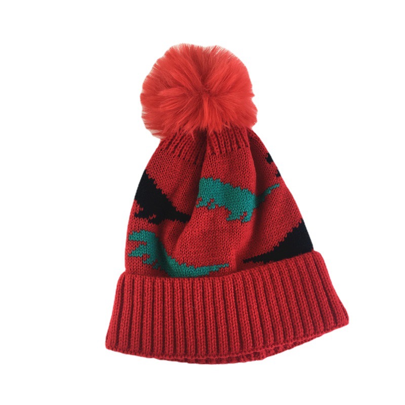 Unisex Children's ball hat Cute knit hat with rolled edge warm woolen hat for baby boys and girls_voghion.com
