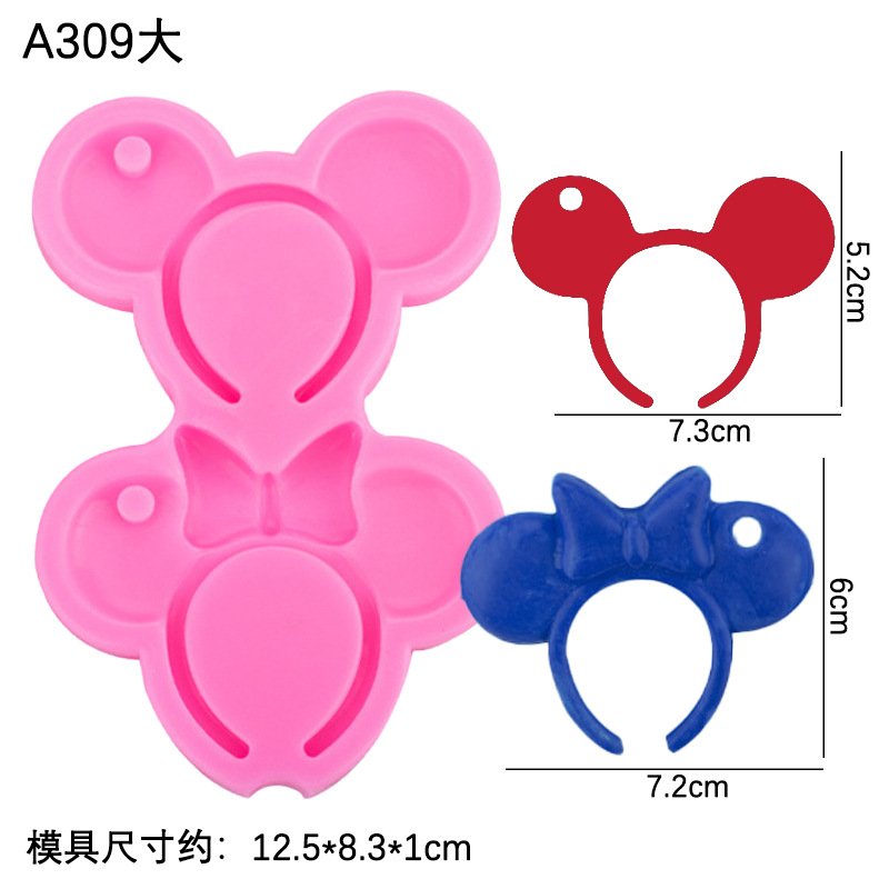 Dos piezas de Mickey horquilla molde de silicona arcilla cerámica suave accesorios de epoxi accesorios de fabricación de llaveros