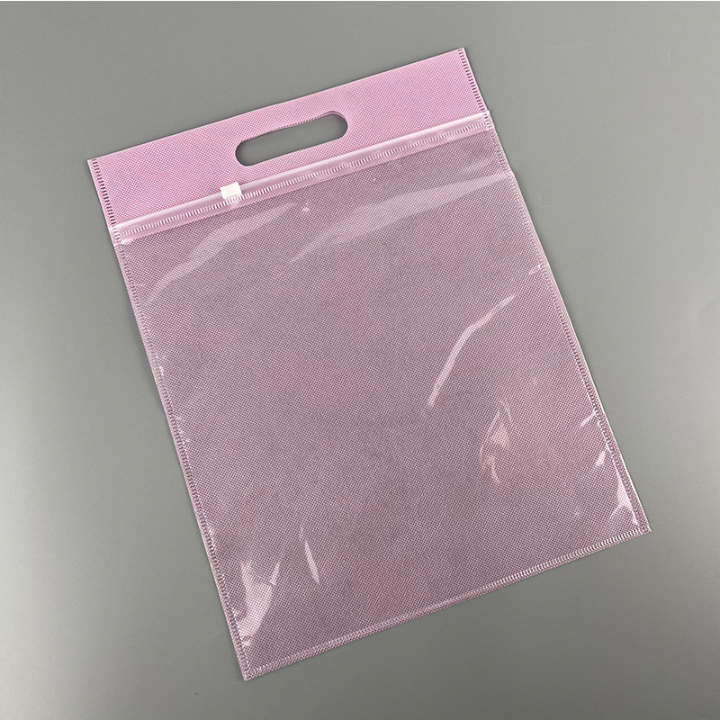En stock no tejido cremallera bolsa bolso ropa bolsa de embalaje al por mayor ziplock bolsa no tejida transparente cremallera bolsa