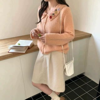 超好看奶fufu开衫圆领毛衣女春秋短款慵懒风bf软糯秋冬休闲针织衫