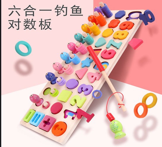Juguetes de educación temprana para niños Tablero de números y letras siete en uno multifuncional Juego de pesca magnética de rompecabezas para bebés