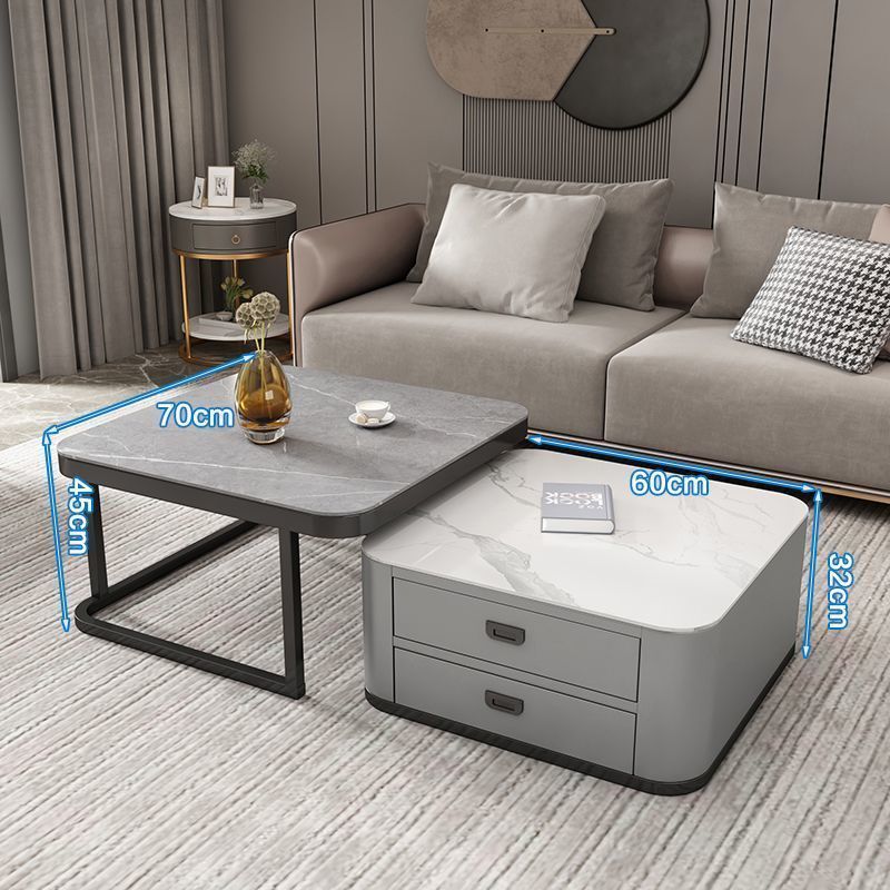 Mesa de té personalizada panel de roca TV combinación moderna y simple sala de estar casera vidrio cuadrado minimalista