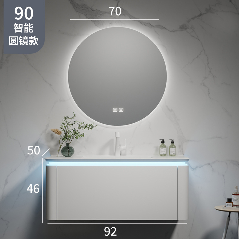 Mueble de baño de cerámica cuenca integrada lavabo de madera maciza lavabo gabinete de baño de cerámica integrada combinación gabinete de lavabo