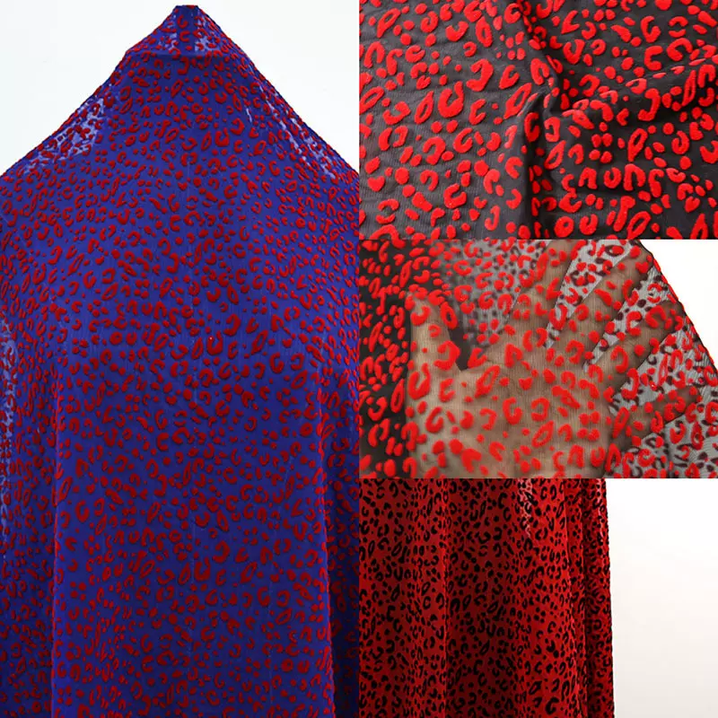 涤氨网纱弹力网眼布植绒彩色豹纹时尚复古打底内衣裤紧身裙布料