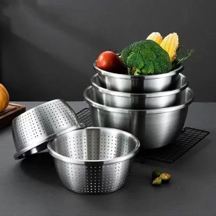 201/304 stainless steel basin seasoning tank spice bucket thickened and deepened large reverse side soup basin vegetable washing basin multi-purpose Basin