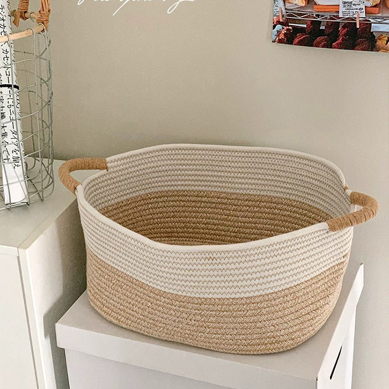 Cotton Rope Nordic Style Woven Storage Household Japanese-Style Large-Capacity Desktop Snack Toy Sundries Organize Dormitory Storage Basket