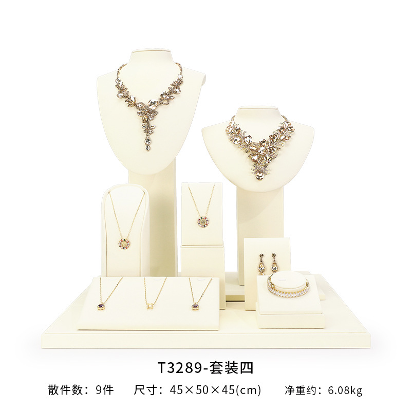 Xu Yue joyería estante de exhibición beige superfibra aretes de lujo anillo de ventana joyería mostrador accesorios