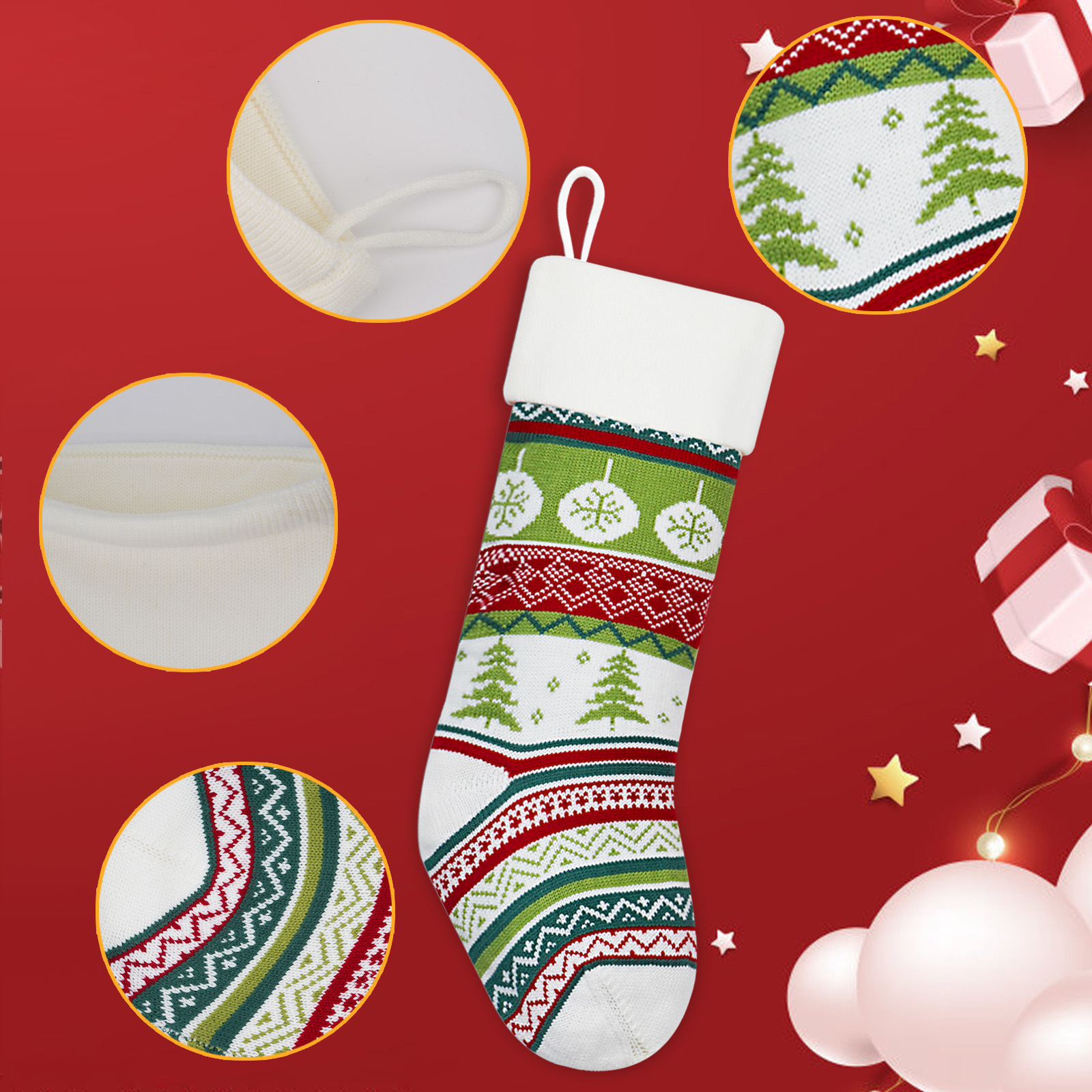 Transfronterizo nuevos calcetines de Navidad dulces de punto bolsa de lana bolsa de regalo escena diseño vacaciones Navidad calcetines decorativos
