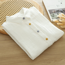 韩版双层棉纱长袖衬衫女法式感刺绣蕾丝门襟漂亮别致打底上衣