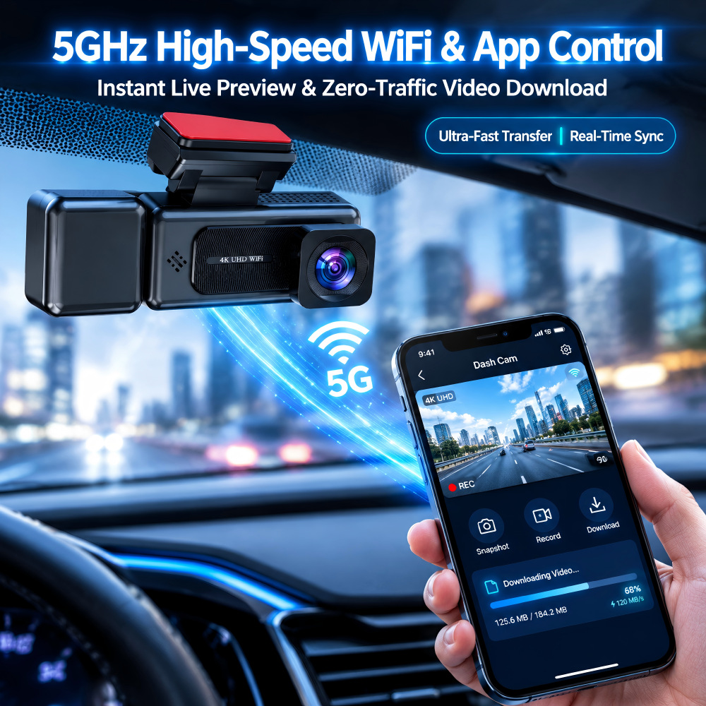 3.18inch Cross-border Dash Cam WiFi Connectivity HD 4K Triple Lens Parking Monitoring Night Vision Car DVR