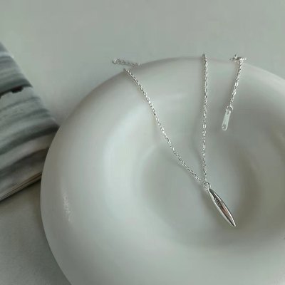 韩版ins小众925银光面水滴吊坠项链女简约个性几何颈饰品厂家直销|ms