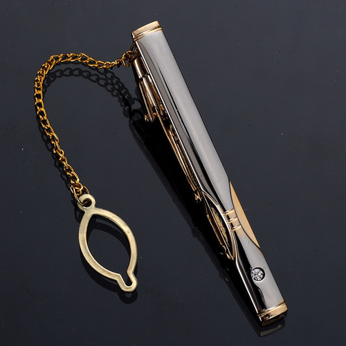Cross-border tie clip simple men's light luxury fashion conference wedding groom conference two-color rhinestone clip