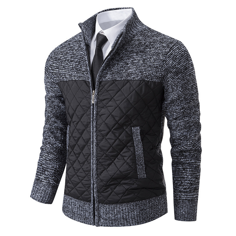 2023 New Thickened Men's Sweater Jacket, Large Size, Foreign Trade, Long-Sleeve, Zip-Up Knit Cardigan with Stand Collar 2023 New Thickened Men's Sweater Jacket, Large Size, Foreign Trade, Long-Sleeve, Zip-Up Knit Cardigan with Stand Collar