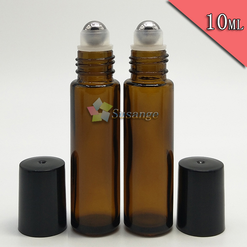 现货10ml棕色滚珠瓶 香水瓶 走珠分装瓶 精油滚珠瓶 眼霜精华液瓶