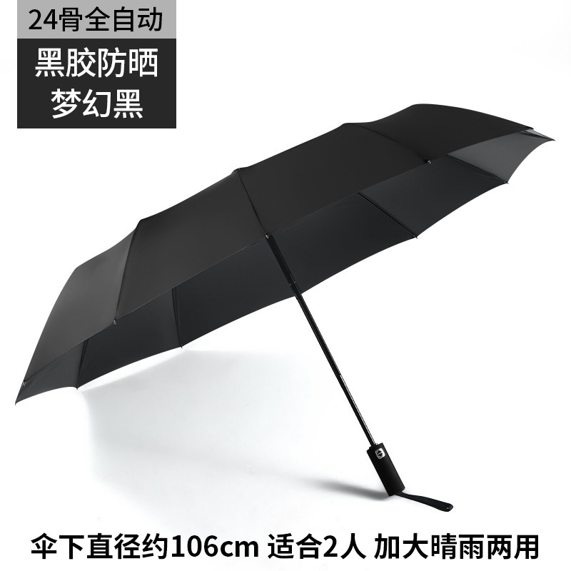 24龙骨加大加固黑胶自动雨伞晴雨两用三折叠男士雨伞批发伞广告伞|undefined