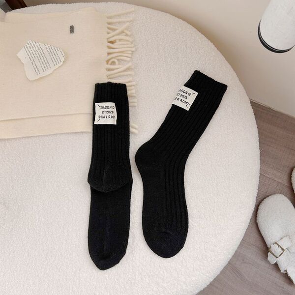Cloth Wool Socks Women's Autumn and Winter Thickened Warm Cotton Socks High Waist Pile Socks Pot Yarn Ins Windable Tube Socks