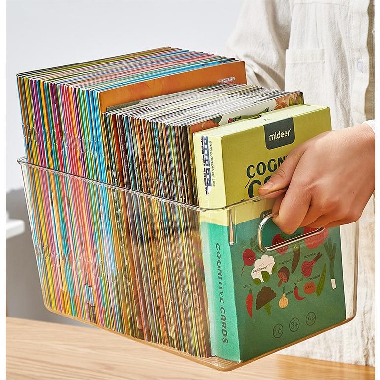 Household desktop children's book picture book book organizing box transparent snack acrylic storage box mask storage box