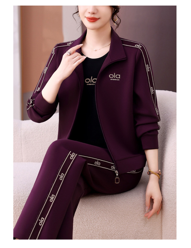 中老年跑步运动套装女2025年春秋洋气大码女休闲衣服妈妈气质外套|undefined