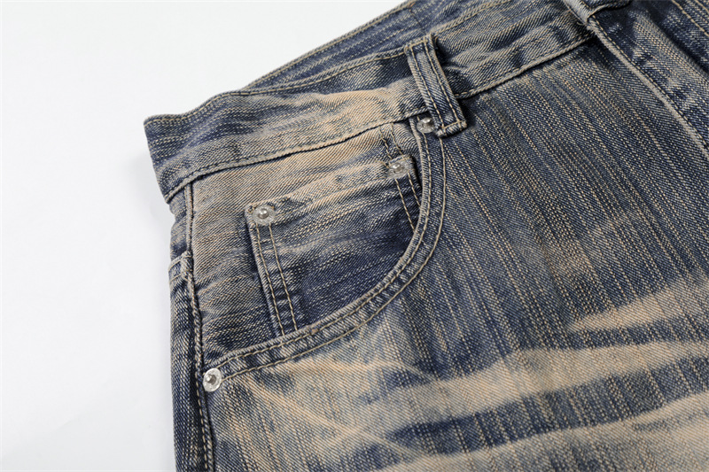 Men's Retro Blue Washed Whiskered Wide Leg Scimitar Jeans Casual Loose Fit American High Street Style Spring New Trousers For Women_mkmklike.com