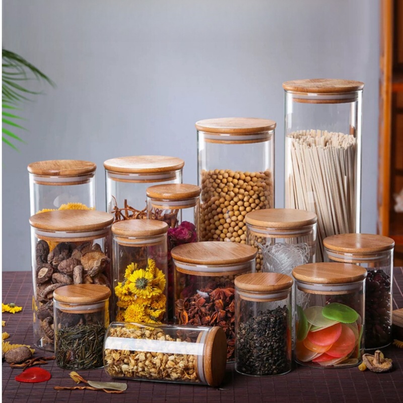 High Borosilicate Glass Sealed Jar Food Tea Jar Kitchen Grain Storage Bottle Transparent Storage Jar Storage Jar