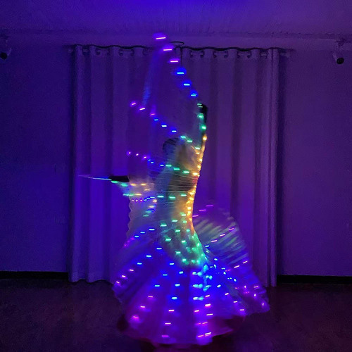 Dance Rhythm Factory LED Lighting Wings Golden Wing Dance Prop Performance with Five Color LED Glowing Cloak