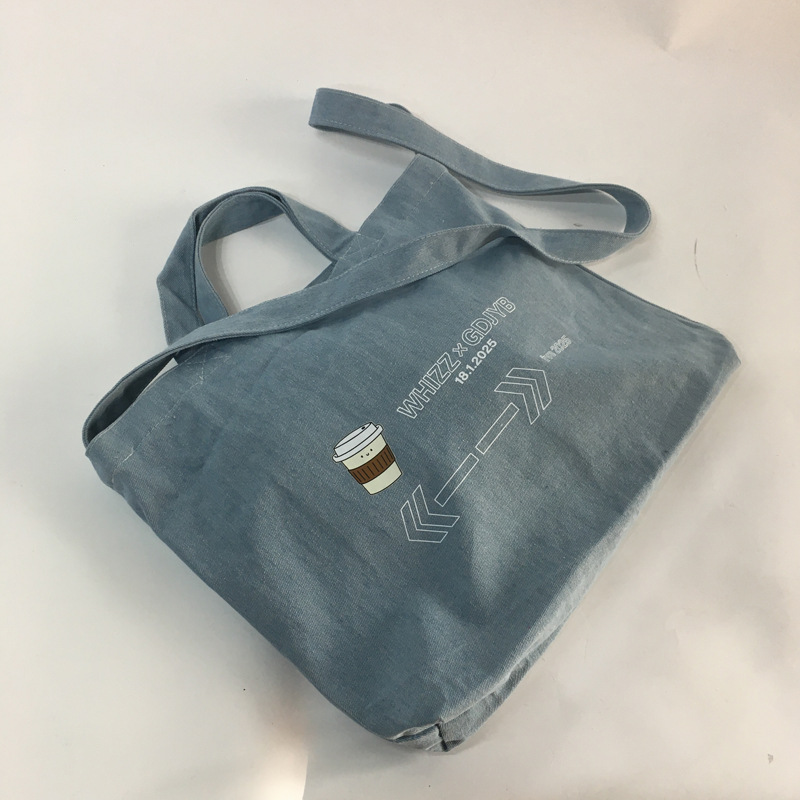 【厂家直销】2026新款纯棉牛仔帆布包 浅蓝色厚款牛仔包 单肩拎包