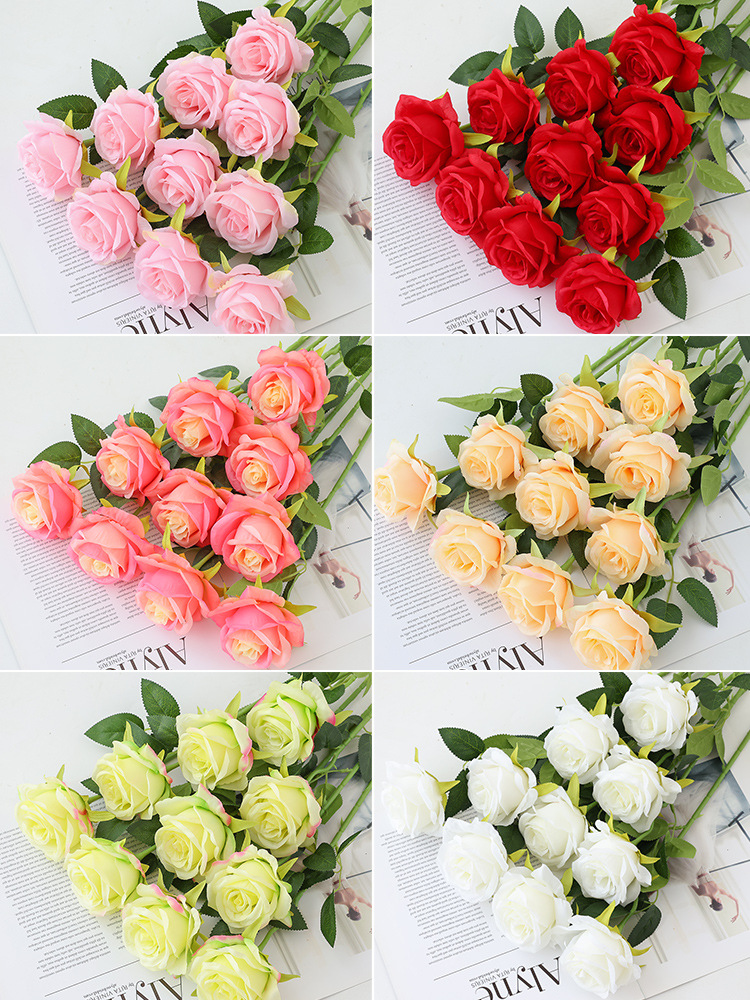 Rose Valentine's Day Plastic Bouquet Home Decoration Fake Flower Living Room Table Flower Arrangement Dried Flower Decoration