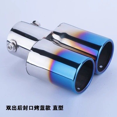 Exhaust pipe Tailpipe Direct Sale - one-out-of-two-double-tubes-roasted-blue-straight