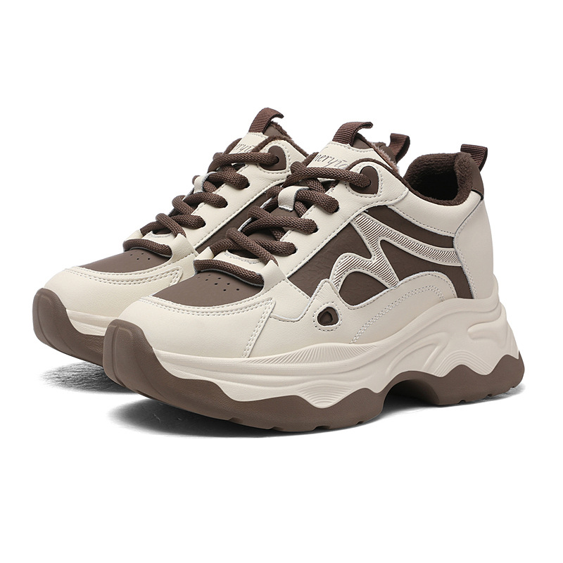 Thick-Soled Dad Shoes For Women, Height Increasing, 2025 New Style, Color-Block Single Mesh Shoes, Spring Mesh Breathable Small Size Sports Shoes_vogvips.com