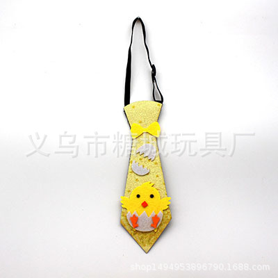 Pascua transfronteriza corbata de tela de cebolla dorada de dibujos animados conejo huevo de pollo corbata ajustable vestido de fiesta