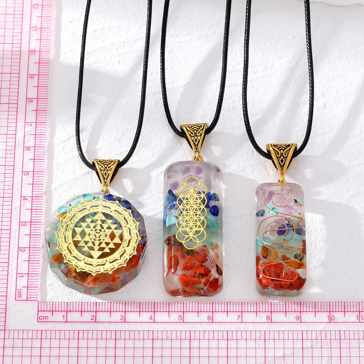 Retro Round Rectangle Resin Unisex Pendant Necklace 1 Piece