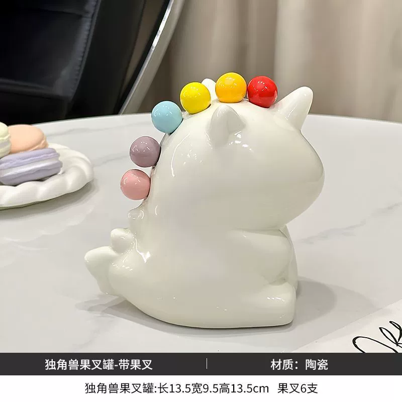 Сенсорная банка для хранения, доступная для детей, роскошная маленькая вилка, красочная вилка для фруктов, милая вилка из нержавеющей стали с единорогом, милая 1