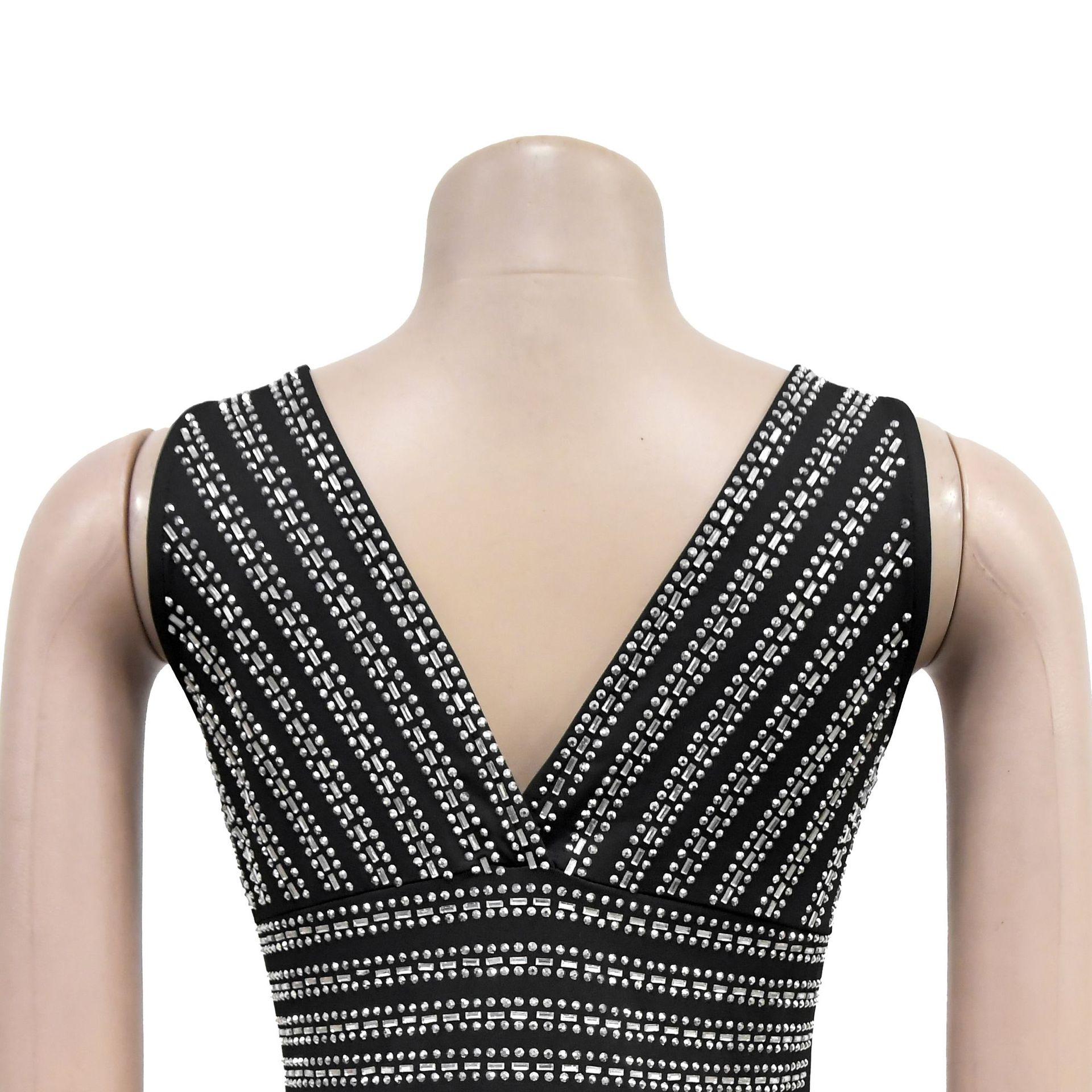 Women Wear Sleeveless Rhinestone Dress Maxi Dress