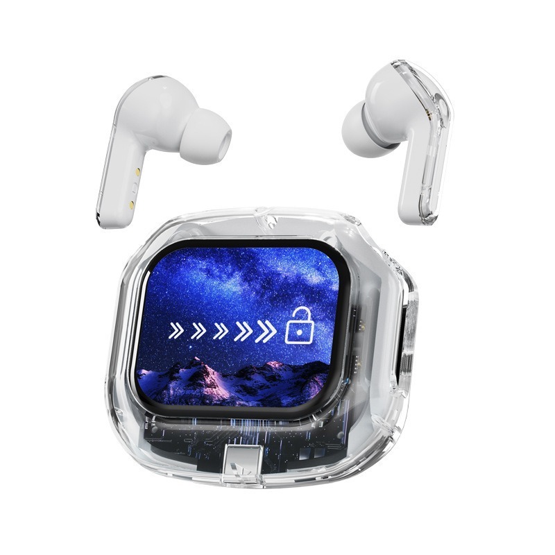 国境を越えた新型AirMaxカラースクリーン無線bluetoothイヤホン透明型タッチパネルデジタル表示TWS5.4スポーツイヤホン|undefined