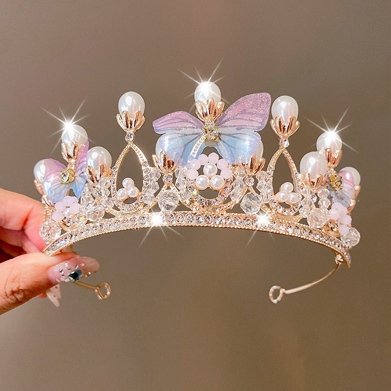 Tombro de corona para niños pequeña princesa corona diadema de cumpleaños accesorios para el cabello de cristal para niñas regalo de cumpleaños