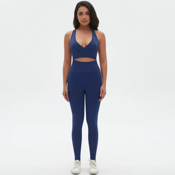 6666 Cross Bra Pants Set-Dark Blue