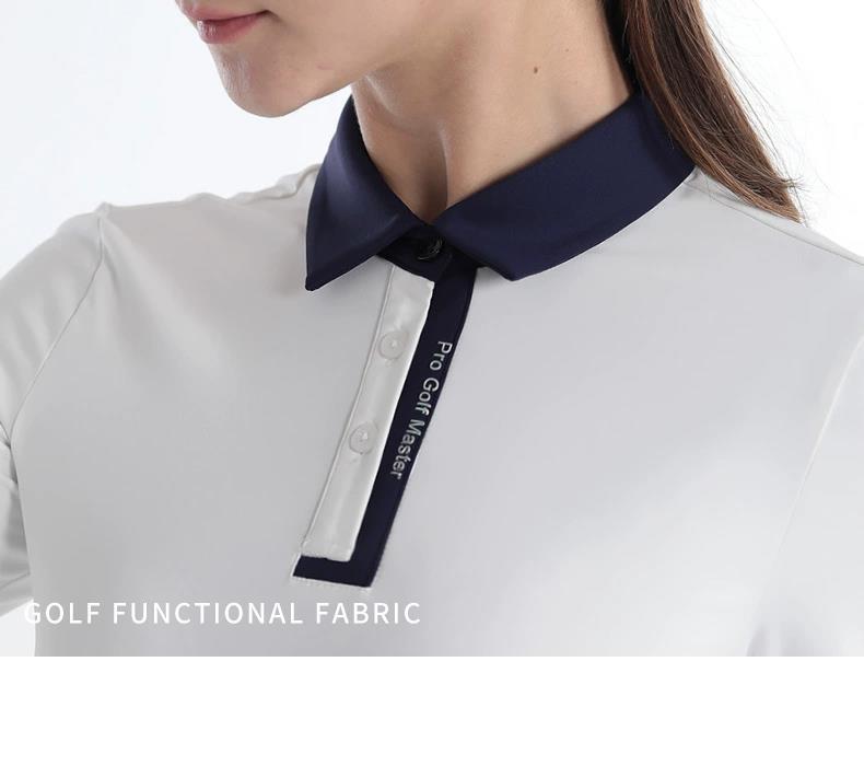 Áo thun dài tay golf nữ PGM cổ bẻ vải thể thao co giãn — YF615-Áo màu xanh hải quân, YF615-Áo Trắng, YF615-Áo màu xanh nhạt chi tiết 14