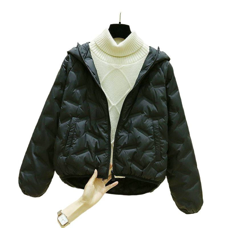 Winter velvet keep warm down jacket with hood, duck down