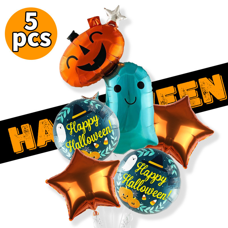 Halloween Aluminiumfolie Ballon fünfteiliges Set Kürbis Halloween Kombination kleines Set Ballon Cartoon Atmosphäre Layout_voghion.com