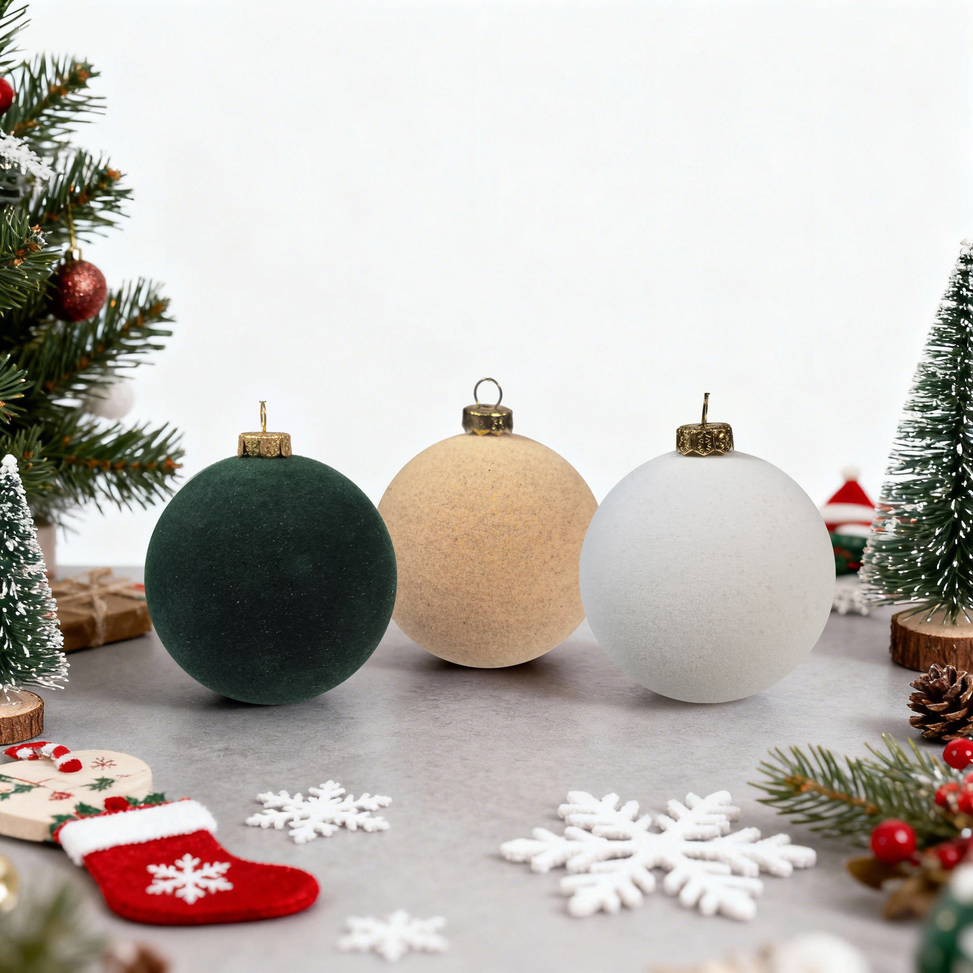 Transfronterizo color flocado bola de Navidad set decoración árbol de Navidad accesorios de bola colgante