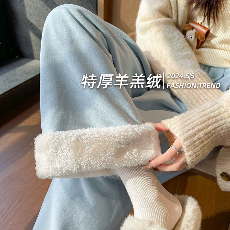 Женские брюки в стиле «ленивый шик» Yamamoto, утепленные флисом из овечьей шерсти для осени и зимы, свободного кроя для миниатюрных фигур, широкие брюки на флисовой подкладке с эффектом драпировки.