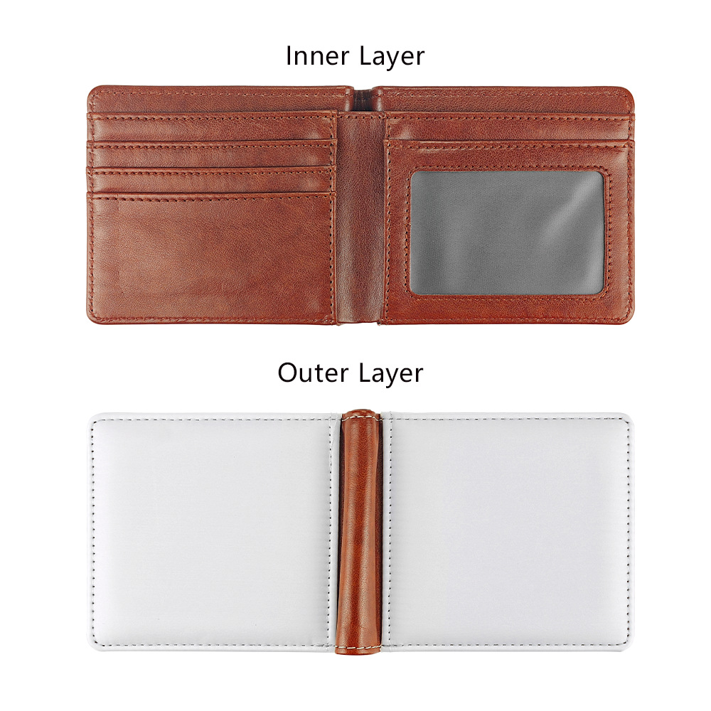 Venta directa de fábrica sublimación impresión de doble cara versión de marco billetera de cuero posición de tarjeta múltiple al por mayor