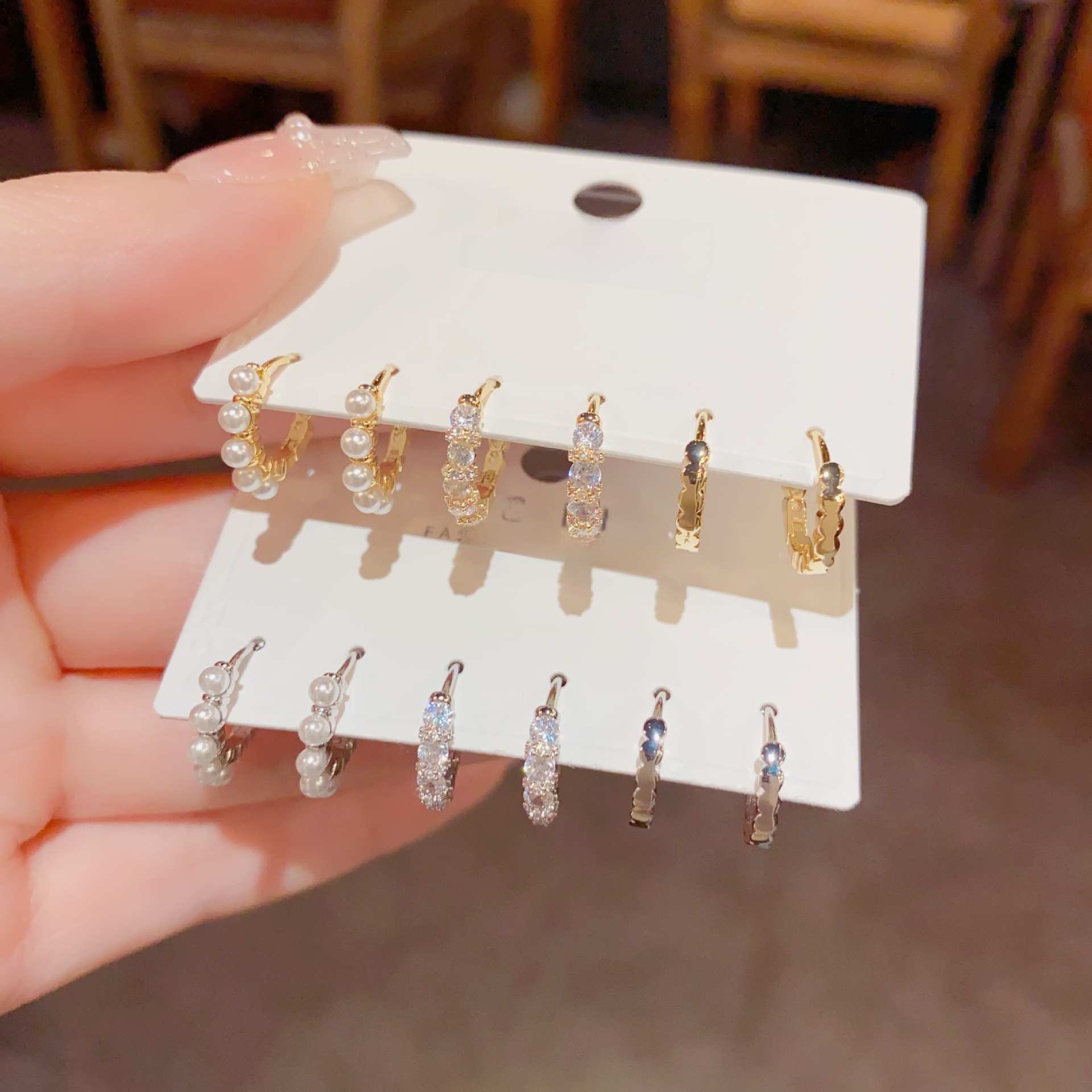 Korean small universal design sophisticated cute earrings pearl with…
